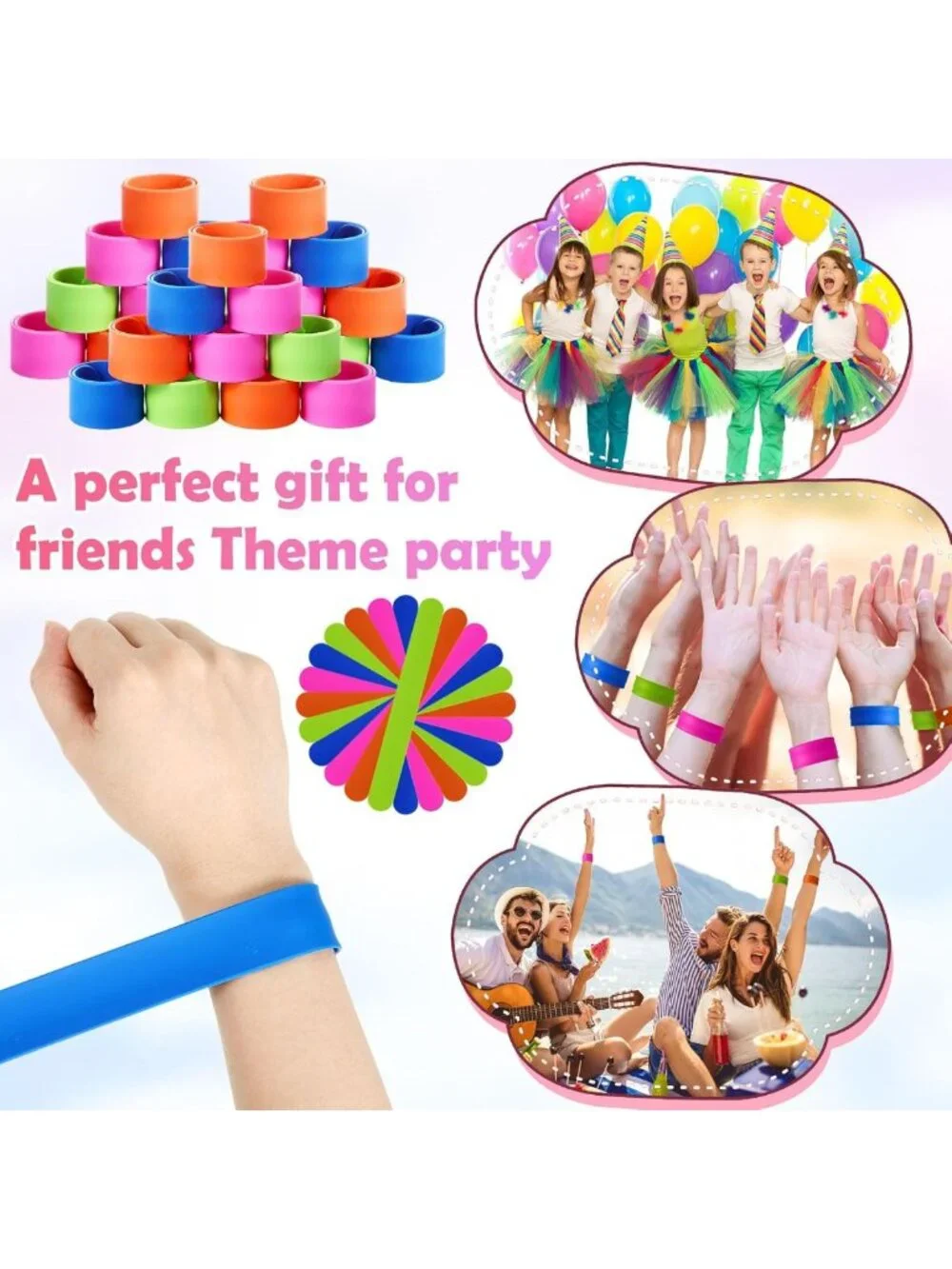 Colorful Silicone Slap Bracelets - 60 Pcs Fun Wristbands for Kids & Parties